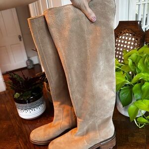 Tan Suede Knee-High Boots